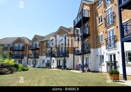 Apartment building by yacht marina, West Quay, Newhaven, East Sussex, England, United Kingdom Stock Photo