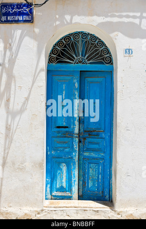 Typical doorway in the centre of Houmt Souk (the island capital), Djerba, Tunisia Stock Photo