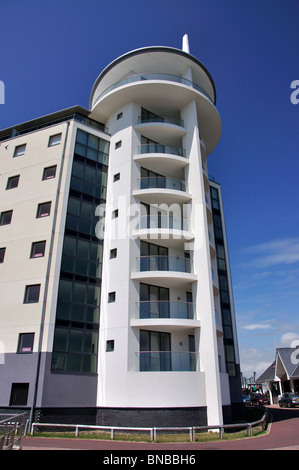 The Cape at Newhaven Marina apartment building, West Quay, Newhaven, East Sussex, England, United Kingdom Stock Photo