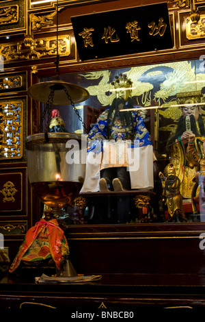 Interior of Cheng Hoon Teng Temple in Melaka, Malaysia's oldest temple. Its name means 'temple of the Evergreen Clouds'. Stock Photo