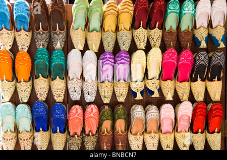 Colorful Shoes Bur Dubai souk Stock Photo
