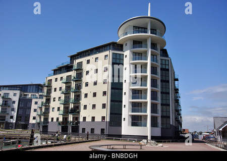 The Cape at Newhaven Marina apartment building,  West Quay, Newhaven, East Sussex, England, United Kingdom Stock Photo