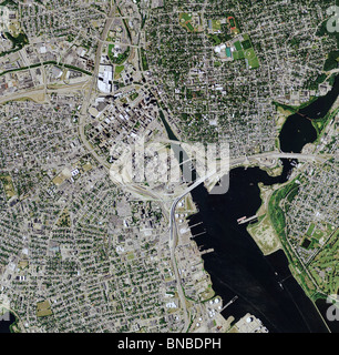 aerial map view above Providence Rhode Island Stock Photo