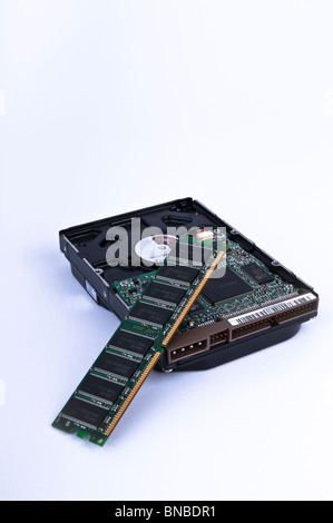 RAM memory with hard drive from a personal computer, PC Stock Photo