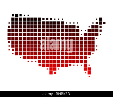 Square dots pattern map of United States. American dotted pixel map ...