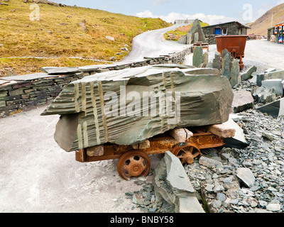 Large piece of quarried slate at Honister Slate Mine, The Lake District, Cumbria, England, UK Stock Photo