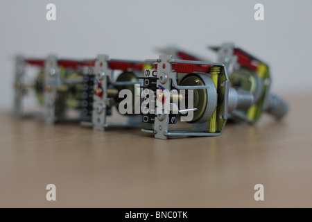 The Movement Assemblies of Automotive Speedometers Stock Photo