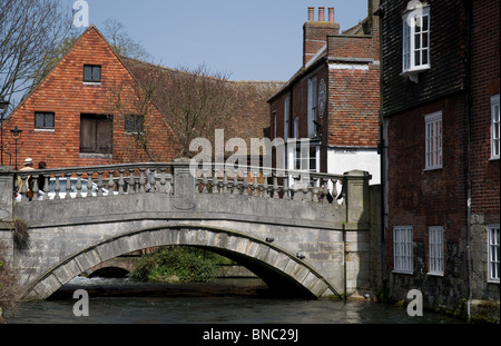 City Mill and bridge over river Itchen Winchester Hampshire UK Stock Photo