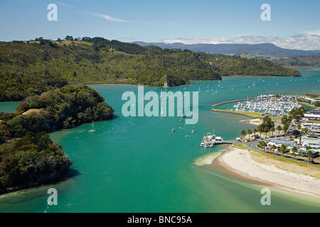 Whitianga Harbour, Whitianga, Coromandel Peninsula, North Island, New Zealand - aerial Stock Photo