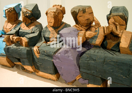 A work in painted wood in Taiwanese sculptor Ju Ming's Living World series Stock Photo