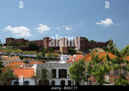 Town Silves with its ancient castle which was built between the 8th and the 13th century AD, Algarve Portugal Stock Photo
