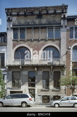 Art Nouveau house c. 1897 by Paul Hankar for artist Albert Ciamberlani 48 rue Defacqz Brussels Belgium. Stock Photo