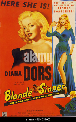 BLONDE SINNER aka Yield To The Night - Poster for 1956  ABP film with Diana Dors  loosely based on the Ruth Ellis story Stock Photo