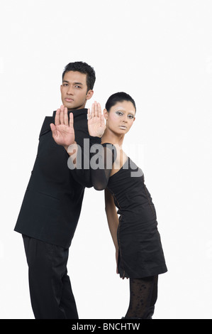 Couple using biometrics identification Stock Photo