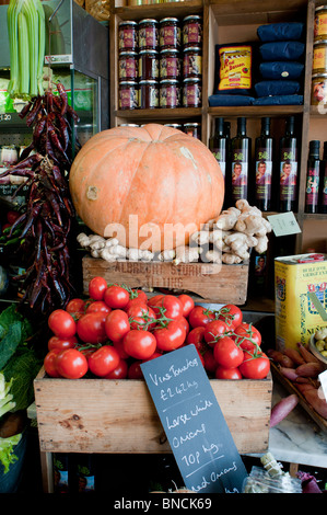 Part of the fruit and vegetable display at Bill's Produce Store in Brighton, East Sussex, England. Stock Photo