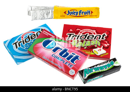 Four packets of chewing gum Stock Photo