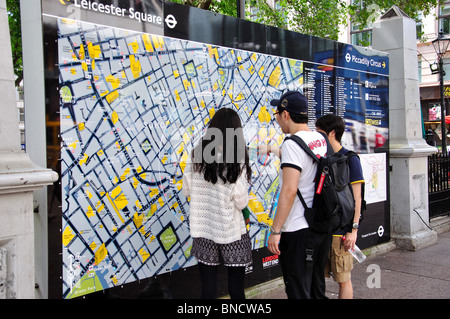 London tourist information map, Leicester Square, West End, The City of Westminster, Greater London, England, United Kingdom Stock Photo
