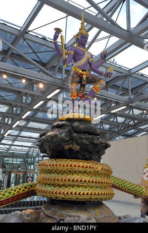 Sculpture depicting the Churning of the Milk Ocean Suvarnabhumi International airport Bangkok Thailand Stock Photo