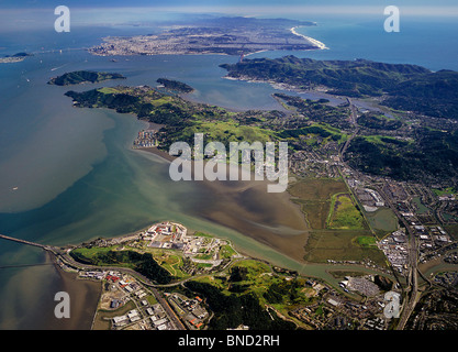 aerial view above Marin county to San Francisco