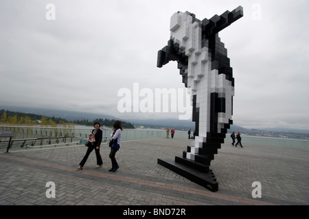 Digital Orca is a public art sculpture by Canadian artist Douglas Coupland, installed in 2010 near the Vancouver Convention Centre. Stock Photo