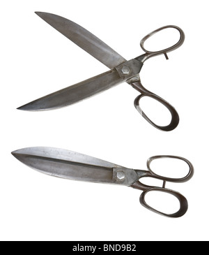 An old scissors isolated on a white background. Stock Photo