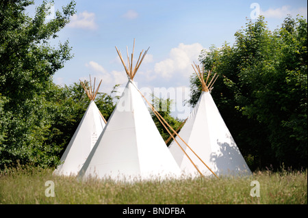 Luxury wigwam camping accommodation  UK Stock Photo