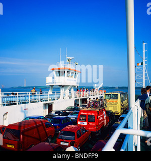 Car ferry across Shannon river estuary, between Tarbert, County Kerry and Killimer, County Clare, Republic of Ireland, Europe Stock Photo