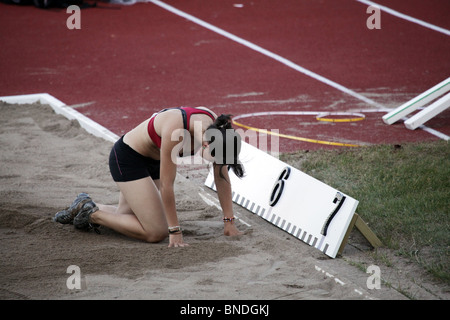 Georgia Karageorgiou of Rhodes 6th in the Women's Long Jump at Natwest Island Games 2009, Åland, July 3 2009 Stock Photo