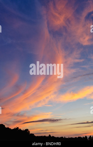 Cirrus Clouds at Sunset in Floyd County, Indiana Stock Photo