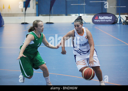 Women's Basketball Final Menorca defeat Guernsey NatWest Island Games 2009 in Eckeröhallen on Åland, July 4 2009 Stock Photo