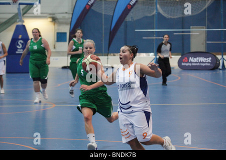 Women's Basketball Final Menorca defeat Guernsey NatWest Island Games 2009 in Eckeröhallen on Åland, July 4 2009 Stock Photo