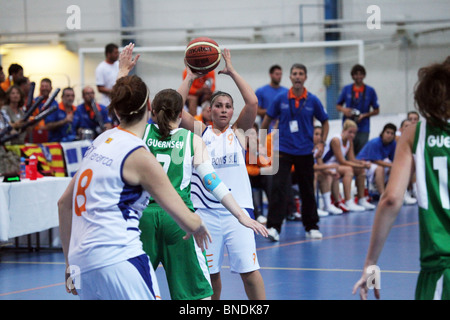 Women's Basketball Final Menorca defeat Guernsey NatWest Island Games 2009 in Eckeröhallen on Åland, July 4 2009 Stock Photo