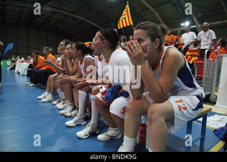 Women's Basketball Final Menorca defeat Guernsey NatWest Island Games 2009 in Eckeröhallen on Åland, July 4 2009 Stock Photo