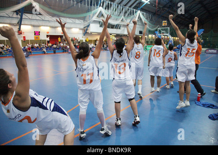 Women's Basketball Final Menorca defeat Guernsey NatWest Island Games 2009 in Eckeröhallen on Åland, July 4 2009 Stock Photo