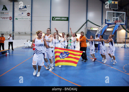 Women's Basketball Final Menorca defeat Guernsey NatWest Island Games 2009 in Eckeröhallen on Åland, July 4 2009 Stock Photo