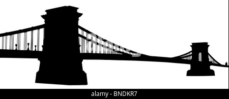 A silhouette of a Chain bridge (Szechenyi Lanchid) in Budapest, Hungary Stock Photo