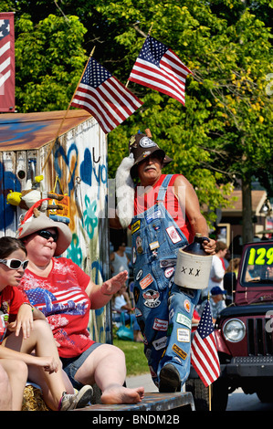 Hillbilly Float in Oldest Continuous Independence Day Parade in America in New Pekin, Indiana Stock Photo