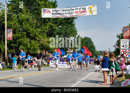 Eastern High School Marching Band in Oldest Continuous Independence Day Parade in America in New Pekin, Indiana Stock Photo