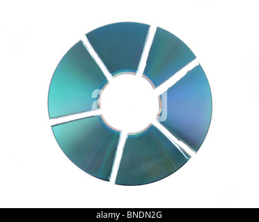 Broken cd isolated on white background Stock Photo