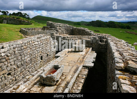 Latrines, Housesteads Fort, Hadrian's Wall, Northumberland, England Stock Photo