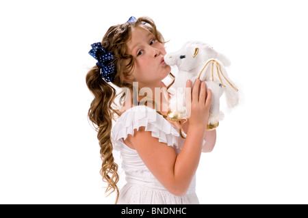 innocent girl on white seamless Stock Photo