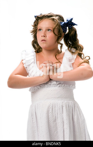 innocent girl on white seamless Stock Photo