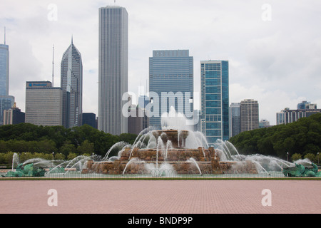 Chicago Illinois skyline from Grant Park Stock Photo