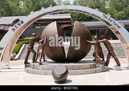 Reunification monument for the 3rd Tunnel of Aggression or the 3rd Infiltration Tunnel, DMZ, Demilitarized Zone, South Korea Stock Photo