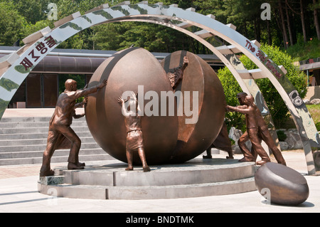 Reunification monument for the 3rd Tunnel of Aggression or the 3rd Infiltration Tunnel, DMZ, Demilitarized Zone, South Korea Stock Photo