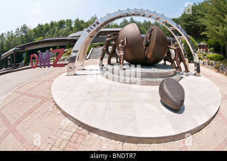 Reunification monument for the 3rd Tunnel of Aggression or the 3rd Infiltration Tunnel, DMZ, Demilitarized Zone, South Korea Stock Photo