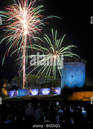 Fireworks spectacular Bastille day Parthenay Deux-Sevres Poitou Charentes France Stock Photo