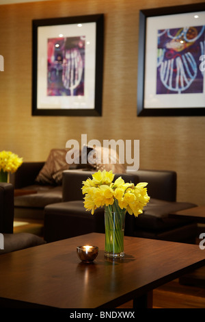 Interior of Tides restaurant at St Davids hotel situated in Cardiff bay, south Wales. Stock Photo
