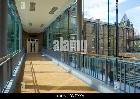 Refurbishment of Saint Charles Hospital London W10. glass link walkway Stock Photo