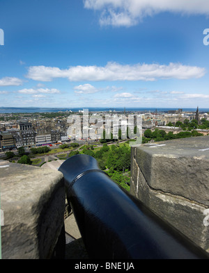 The View from Edinburgh Castle, Edinburgh, Scotland looking over Princes Street and New Town Stock Photo